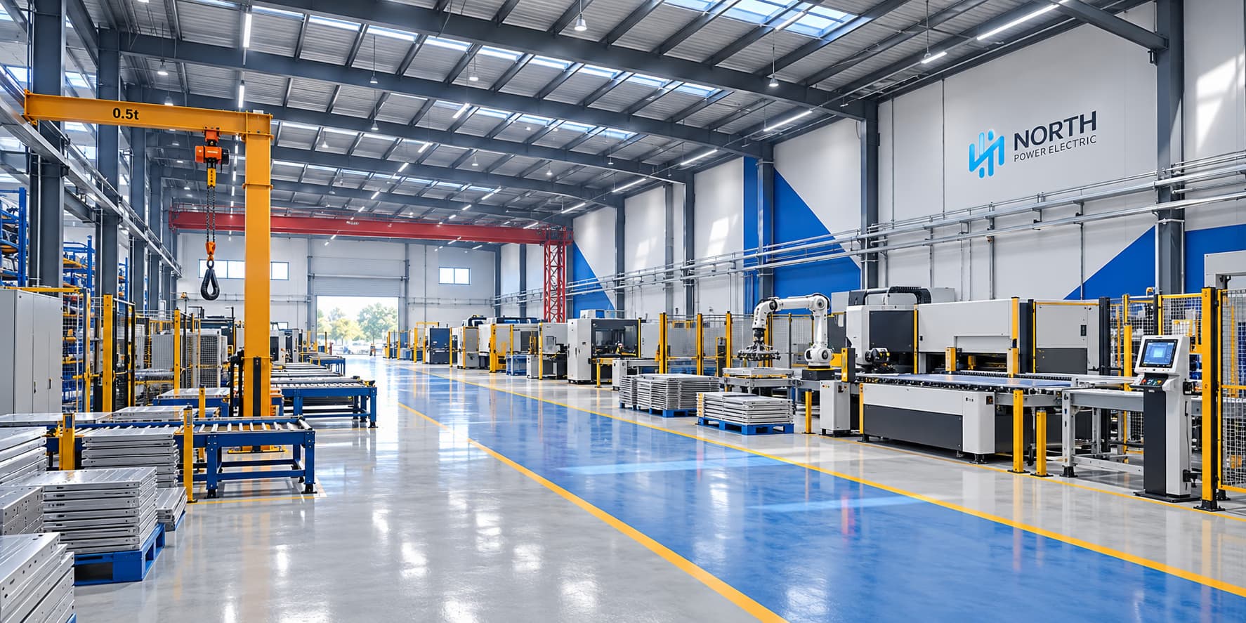 Precision production equipment inside the NORTH manufacturing facility
