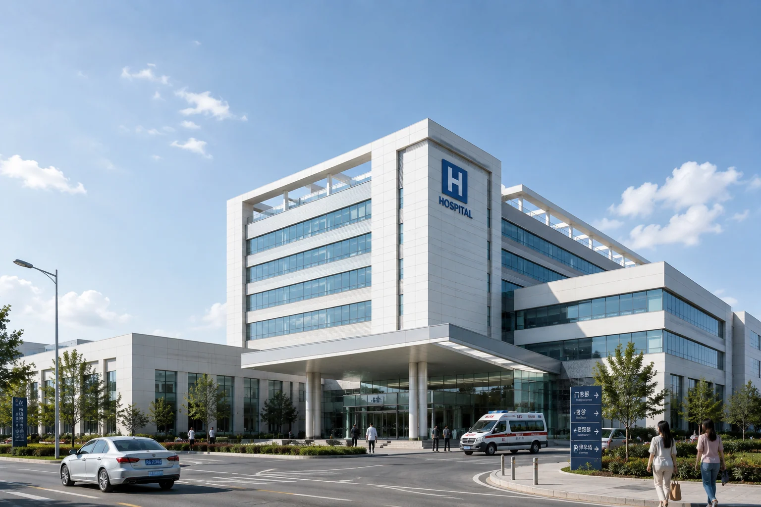 Modern healthcare facility and emergency access