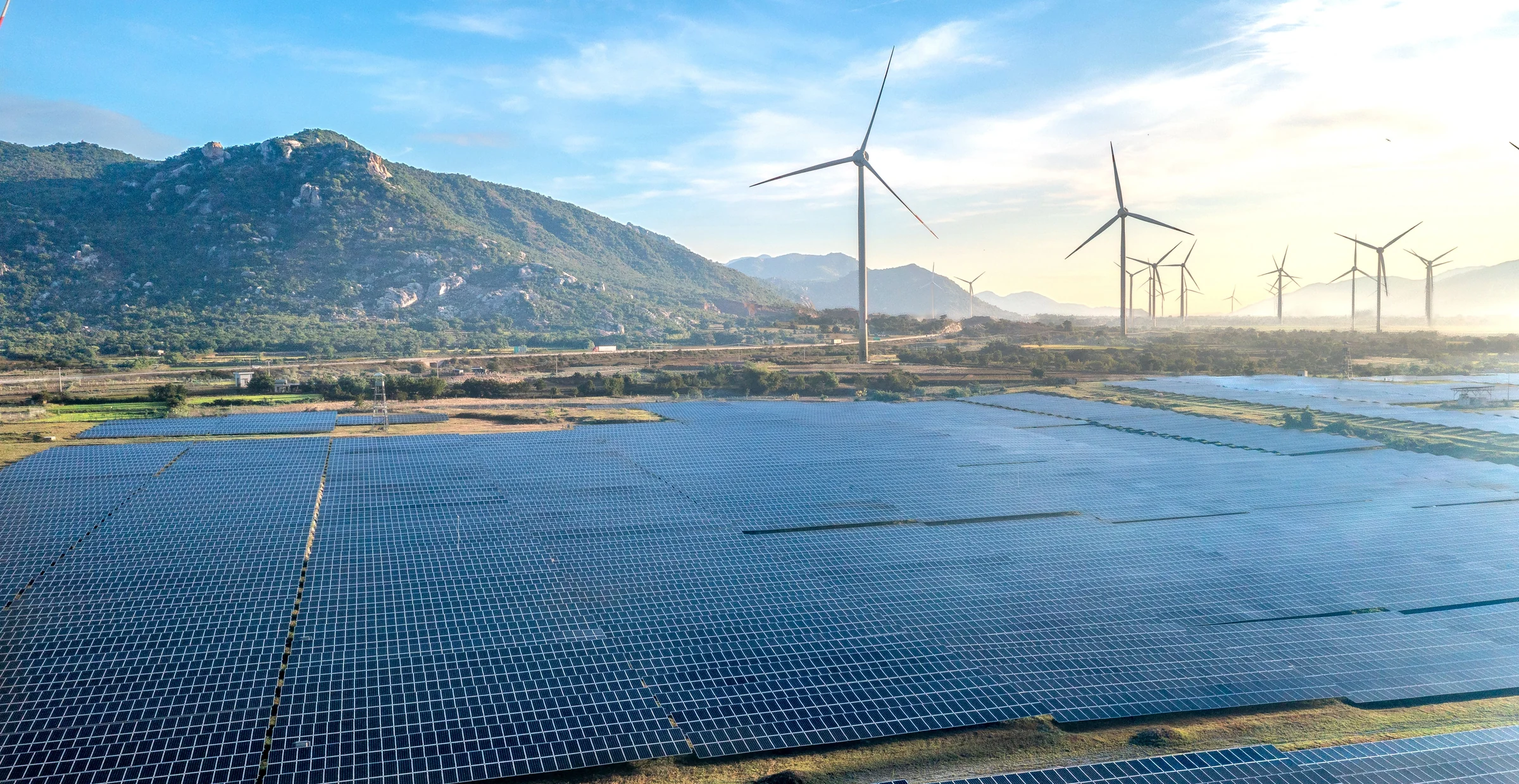 Modern energy infrastructure with wind and solar generation